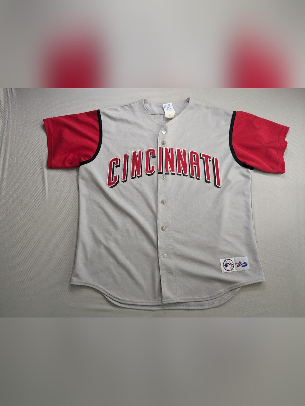 Vintage Y2K XL Majestic Cincinnati Reds Road Jersey "Griffey Era" EUC XL Grey